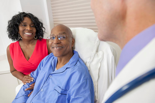 African American patient smiling at the doctor.Picture